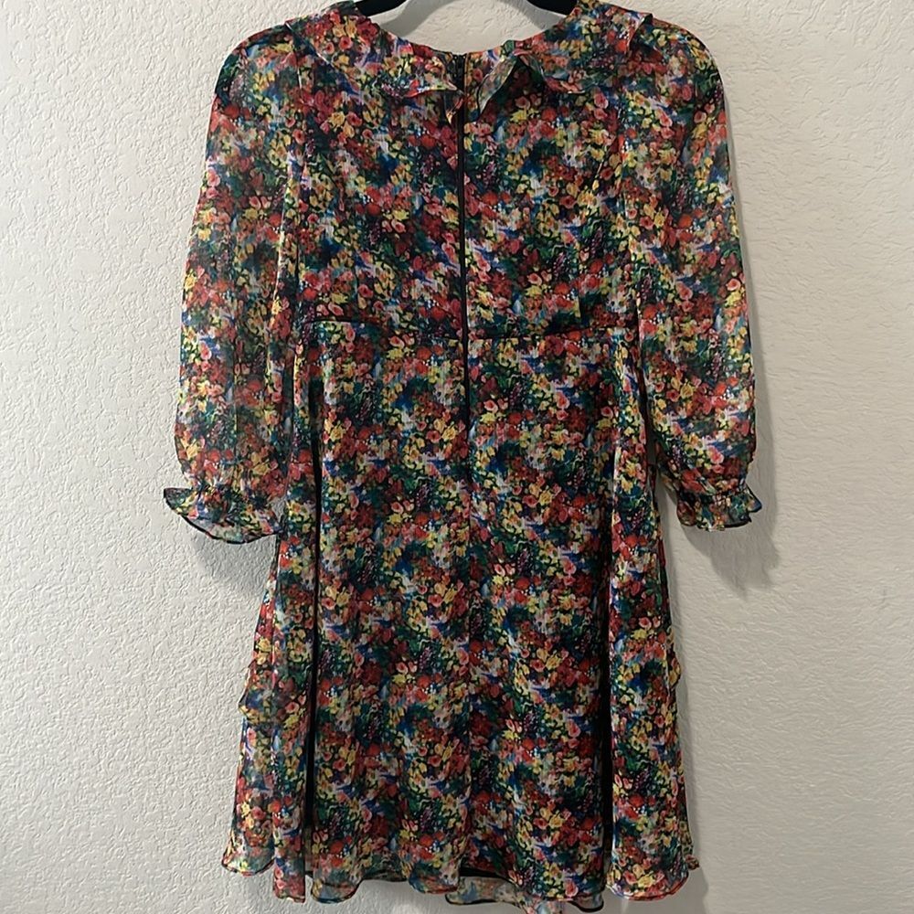 MARCHESA NOTTE MINI Girl's Floral Printed Chiffon Ruffled Dress, Size 10 - Picture 7 of 10